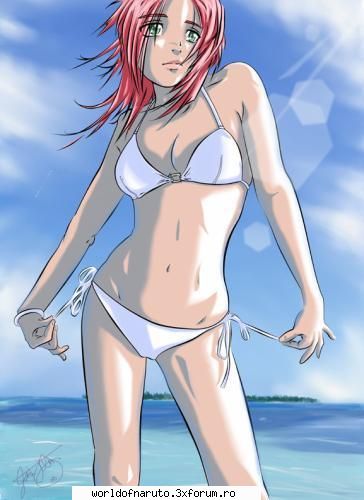 Poze - sakura la plaja - Sakura Haruno
